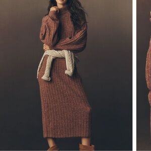 Turtle neck mauve sweater dress